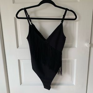 Black Fringe Bodysuit